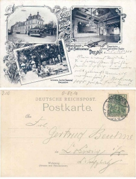 Strehlen Dresden Hotel Duttler Automaten Institut "Saxonia" o 25.9.1900