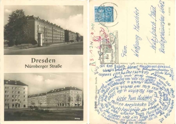 Suedvorstadt Dresden Nuernberger Strasse advertising column o 1957