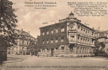 Dresden Suedvorstadt Schnorrstrasse 1a Ecke Winkelmannstrasse Pension Rudeloff * um 1910
