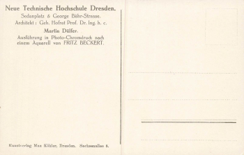 Dresden Südvorstadt Technische Hochschule Künstlerkarte Fritz Beckert * um 1910