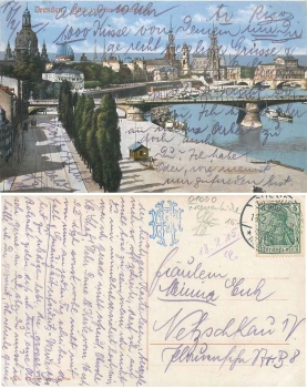 Dresden Terrassenufer von der Albertbrücke o 18.2.1915