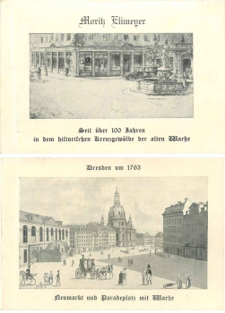 Dresden Vertreterkarte Morut Klinger mit Frauenkirche ca. 1930