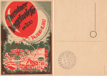 Dresden bird meadow with special postmark 1950