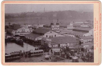Dresden Vogelwiese im Hochwasser 1897 Cabinet Photo 11 x 17 cm