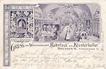 Dresden Weinrestaurant Rebstock Schössergasse 12 Litho o 1900