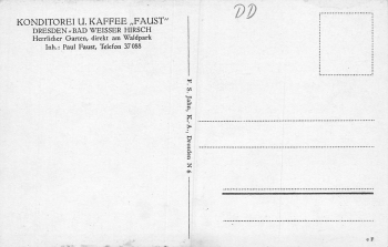 Weisser Hirsch Dresden Konditorei und Kaffee "Faust" * um 1930