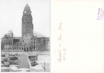 Dresden Town Hall from Pirnaischer Platz destroyed in WWII 1952