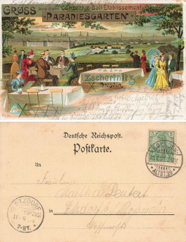 Zschertnitz Dresden Konzert und Ball Etablissement Paradiesgarten Litho o 1901
