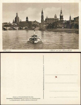 Dresden from the Marien Bridge with Frauenkirche Elbe steamer *ca.1930