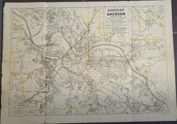 Dresden von Heute Stadtplan um 1946 mit umbennaten und zerstörten Straßen