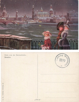 Dresden from the Marienbruecke artist card Richard Lanzendorf * around 1910