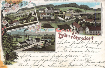 01833 Duerrroehrsdorf mit Bahnhof Litho o 1900