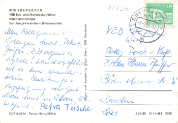 02730 Ebersbach Sachsen Ferienheim Felsenmühle o 1986