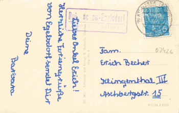 Egelsdorf Thüringen Landpoststempel Dröbischau-Egelsdorf über Königsee o 1956