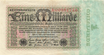Eine Milliarde Mark Reichsbanknote 5. September 1923 RO111a DEU-1131a