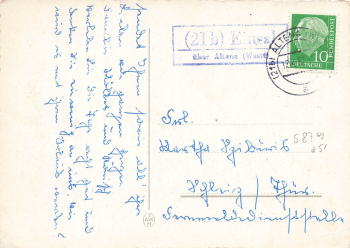 58769 Einsal via Altena rural postmark on Easter postcard o 1952