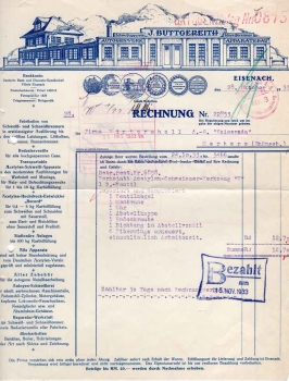 Eisenach welding apparatus factory J. Buttgereith letterhead with factory view 1931