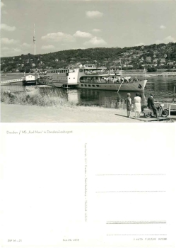 Elbe steamer MS "Karl-Marx" in front of Dresden Laubegast *1970 Hanich2178