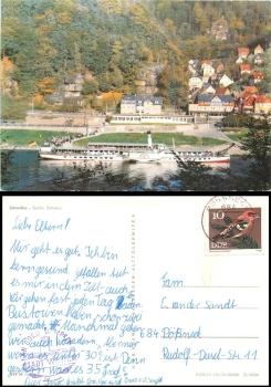 Elbe steamer "Dresden" board stamp on board "Stadt Wehlen" o 4.8.1976