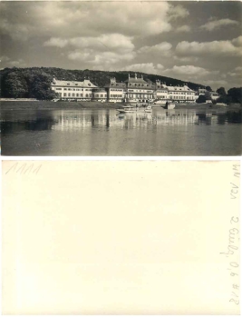 Pillnitz Dresden Elbe ferry in front of the castle Print template *1957