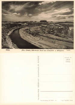 Sächsische Schweiz  von der Bastei auf Lilienstein und Königstein * 1965 ​​​​​​​Verlag Hahn-Foto11570