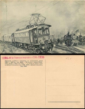 Electric locomotive of the CSD artist card Granz * approx. 1936