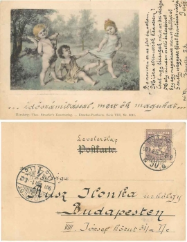 Engel und Kinder Künstlerkarte  o ca. 1900