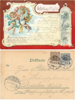 Engel mit Rosenkranz Rosen, o 13.11.1900