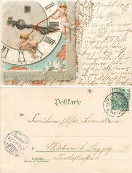 Angel with a clock "No hour strikes the lucky one" o 12.10.1901