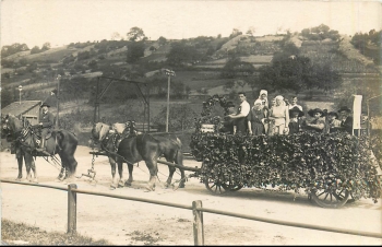 Ebertsbronn Niederstetten horse-drawn carriage, real photo * approx. 1930