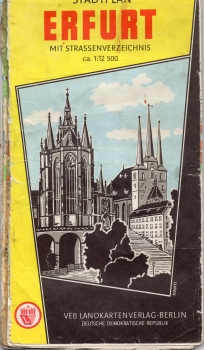 Erfurt city map around 1970