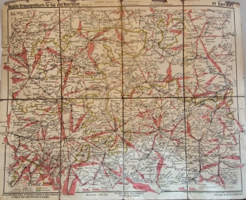 Erfurt und Umgebung Strassenprofilkarte für Rad und Motoradfahrer um 1920 auf Leinen