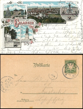 Erlangen color lithograph postman stamp 4 o 13.9.1901
