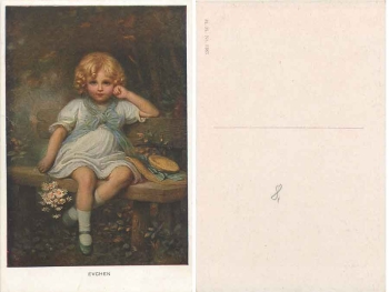 Kinder Künstlerkarte Mädchen Evchen Blumen * ca. 1920