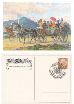 Trip to the Leipzig trade fair Private postal stationery History of the Saxon Post Special stamp Heimatwerk Saxony September 3rd, 1938