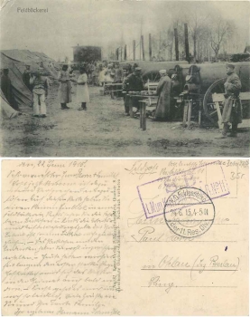 Field bakery German soldiers baking bread Feldpost L. Mun. Col. o 24.6.1915