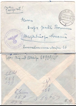 Field post number 20995 D Field post 2nd World War o Grossenhain 13.10.1940