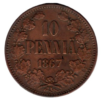 Finland 10 Penniä 1867 Alexander II of Russia