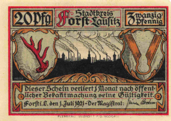 Forst Lausitz emergency money note, 1921