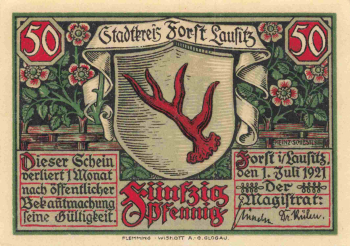 Forst Lausitz emergency money note, 1921