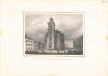 Frankfurt main Paulskirche original steel engraving around 1870
