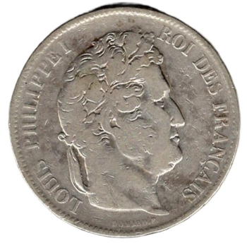 France 5 Francs 1842 W Lille Louis-Philippe Silver Coin