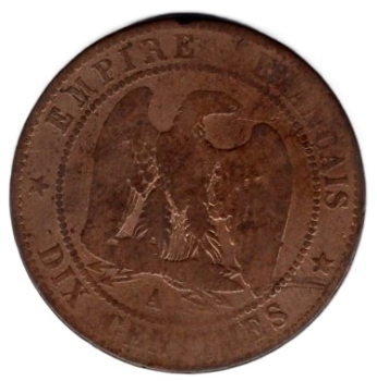 Frankreich Dix centimes Napoleon III 1853