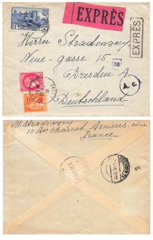 France Express letter from Asnieres March 27, 1941 to Dresden