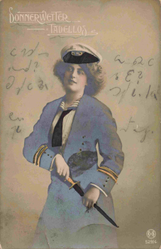 Woman in uniform with saber Serial card no. 529/4 used. circa 1910