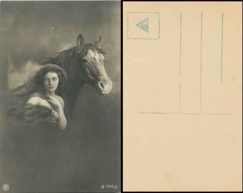 Frau mit Pferdekopf Serienkarte 1010/2, * ca.1910