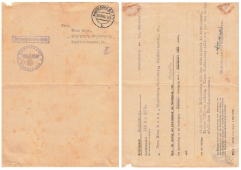 Free through replacement Reich letter from the employment office in Magdeburg 1943
