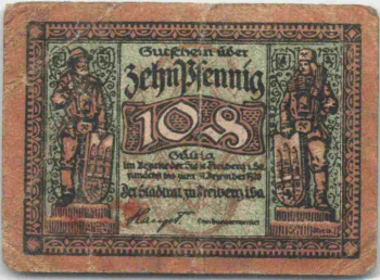 Freiberg Sachsen Notgeldschein 1920 Bergmann