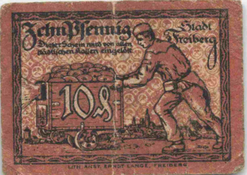 Freiberg Sachsen Notgeldschein 1920 Bergmann