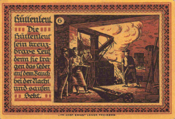 Freiberg Sachsen Notgeldschein Bergbau 75 Pfennig 1921